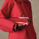 Bolsa clutch longa com alça de ombro removível, bolsa baguette feminina moderna, bolsa de mão de luxo com fecho de clipe para mulheres.