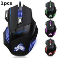 Mouse Gamer USB com Fio, 7 Botões, Retroiluminação, Ergonômico, 5500 DPI, Ajuste de DPI, Óptico, para PC Gamer e Computador Desktop.