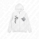 Jaqueta com capuz e zíper, gola de pele sintética, estilo Harajuku Punk Y2K, com estampa de caveira, modelo retrô hip hop, estilo gótico.