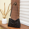 Nova bolsa feminina de ombro com lantejoulas, bolsa brilhante, bolsa baguette simples de grande capacidade, leve e moderna para viagens.