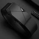 Cinto masculino de negócios com fivela automática em liga metálica, cinto moderno, cinto de luxo para jeans, alças de couro PU de alta qualidade.