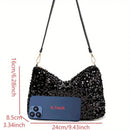 Nova bolsa feminina de ombro com lantejoulas, bolsa brilhante, bolsa baguette simples de grande capacidade, leve e moderna para viagens.