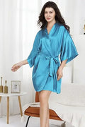 Roupão de cetim sedoso para noivas e damas de honra, estilo quimono, para mulheres.