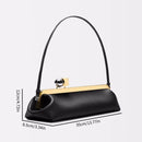 Bolsa clutch longa com alça de ombro removível, bolsa baguette feminina moderna, bolsa de mão de luxo com fecho de clipe para mulheres.