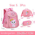 Mochila Infantil Rosa com Gatinho Fofo para Escola Infantil, Mochila Impermeável para Meninas, Estudantes e Adolescentes.