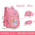 Mochila Infantil Rosa com Gatinho Fofo para Escola Infantil, Mochila Impermeável para Meninas, Estudantes e Adolescentes.