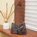 Nova bolsa feminina de ombro com lantejoulas, bolsa brilhante, bolsa baguette simples de grande capacidade, leve e moderna para viagens.