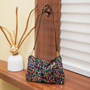 Nova bolsa feminina de ombro com lantejoulas, bolsa brilhante, bolsa baguette simples de grande capacidade, leve e moderna para viagens.