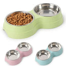 Tigela dupla para animais de estimação, comedouro e bebedouro para cães, em aço inoxidável, ideal para alimentar gatos e filhotes. Acessórios para cães de pequeno porte.