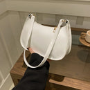 Bolsa de ombro retrô em couro PU de cor sólida, bolsa feminina da moda, estilo hobo casual de designer.