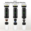 Máquina de café expresso elétrica portátil sem fio 3 em 1 para carro e casa, camping, cafeteira de cápsulas e pó para viagem.