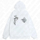 Jaqueta com capuz e zíper, gola de pele sintética, estilo Harajuku Punk Y2K, com estampa de caveira, modelo retrô hip hop, estilo gótico.