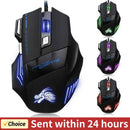 Mouse Gamer USB com Fio, 7 Botões, Retroiluminação, Ergonômico, 5500 DPI, Ajuste de DPI, Óptico, para PC Gamer e Computador Desktop.