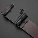 Cinto masculino de negócios com fivela automática em liga metálica, cinto moderno, cinto de luxo para jeans, alças de couro PU de alta qualidade.