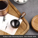 Colher de café com cabo de nogueira, colher para grãos de café com cabo longo, colher para medir pó de café com cabo curto, utensílio de cozinha em aço inoxidável.