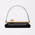 Bolsa clutch longa com alça de ombro removível, bolsa baguette feminina moderna, bolsa de mão de luxo com fecho de clipe para mulheres.